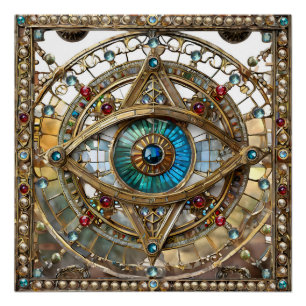 Póster Terceiro Olho Vidro da Janela Ornamentado