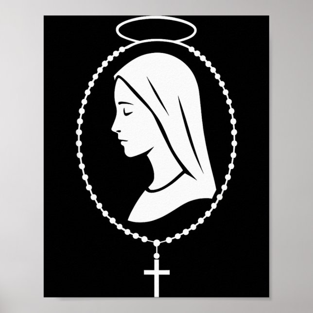 Poster Terço da Virgem Maria - Arte de Oração Cristã Cató (Frente)