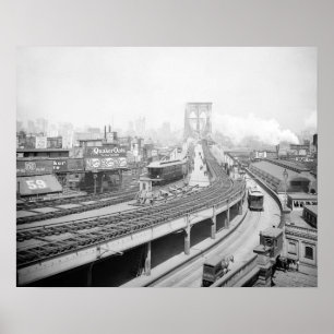 Poster Terminal da Ponte de Brooklyn, 1903. Foto Antiga
