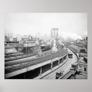 Poster Terminal da Ponte de Brooklyn, 1903. Foto Antiga