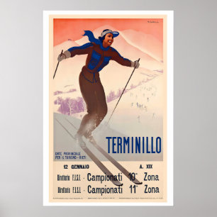 Poster Terminillo Itália Montanha Neve Inverno Esquiador