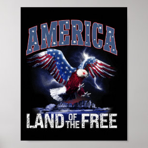 Poster Terra Americana Da Independência Livre Em 4 De Jul