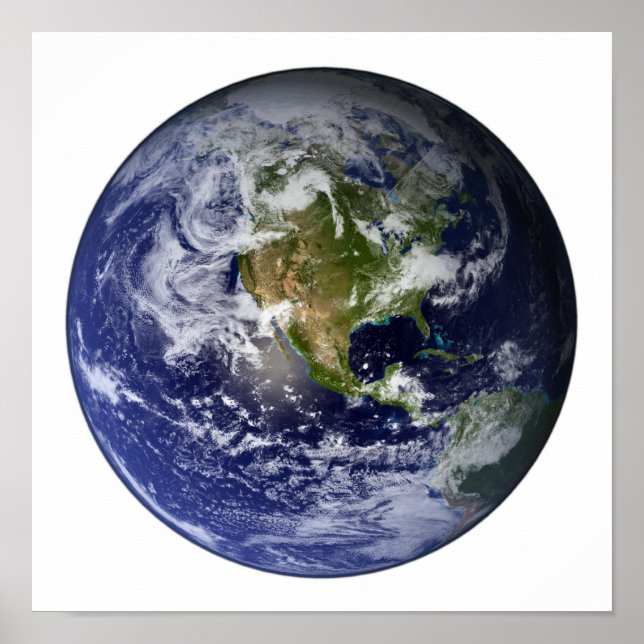 Poster Terra cheio mostrando a América do Norte (Frente)