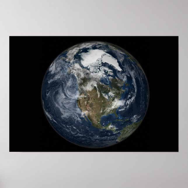 Póster Terra cheio mostrando a América do Norte 3 (Frente)