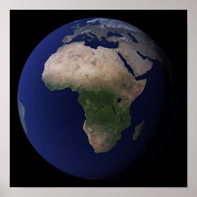 Póster Terra cheio mostrando África, Europa e Oriente Méd (Frente)