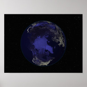 Poster Terra completa na noite que mostra as luzes 5 da