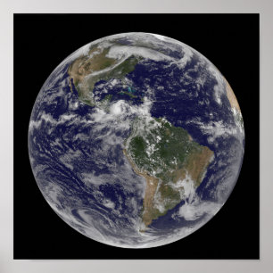 Póster Terra completa que mostra America do Norte e Amer