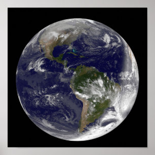 Póster Terra completa que mostra America do Norte e Amer