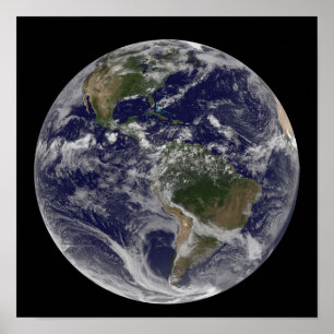 Póster Terra completa que mostra America do Norte e Amer