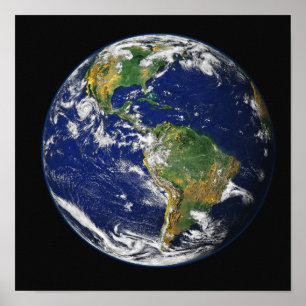 Póster Terra completa que mostra o hemisfério ocidental