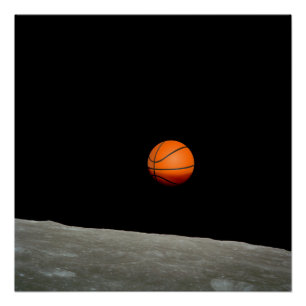 Póster terra de basquetebol do universo espacial da lua