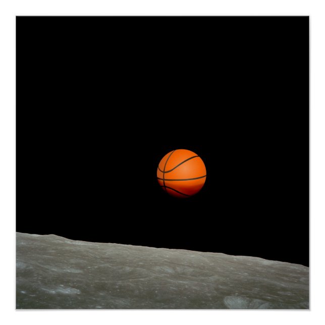 Póster terra de basquetebol do universo espacial da lua (Frente)