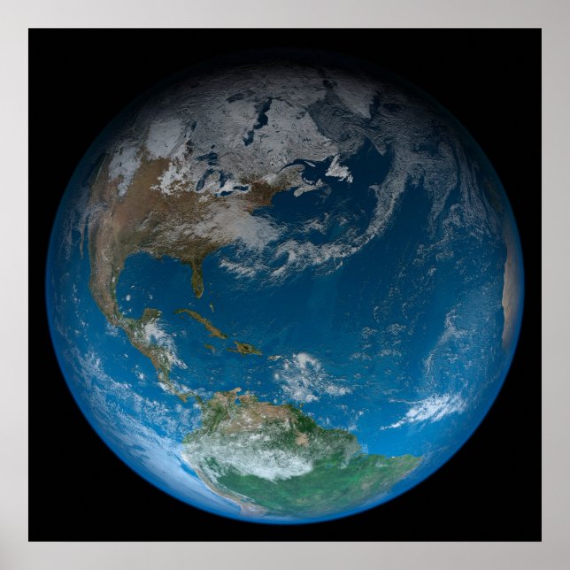 Poster Terra De cheio Com A América Do Norte E Do Sul. (Frente)