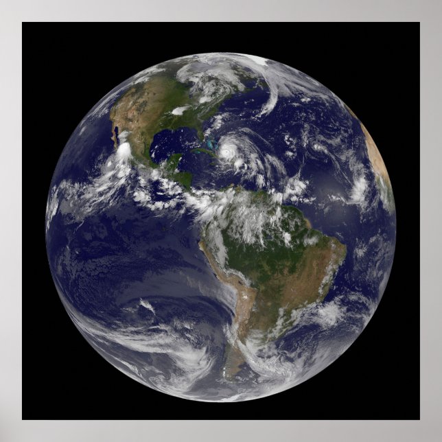 Poster Terra De cheio Com O Furacão Irene Sobre As Bahama (Frente)