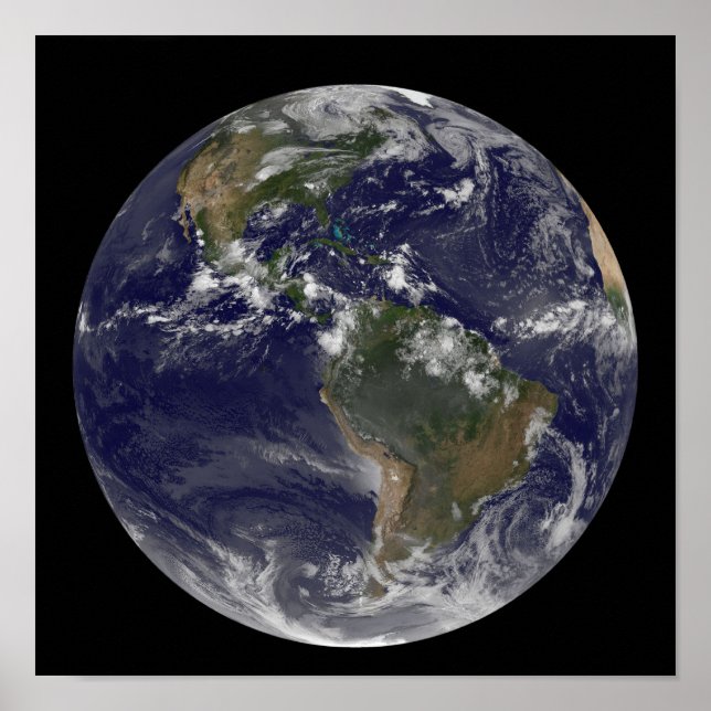 Poster Terra de cheio mostrando a América do Norte e o Su (Frente)