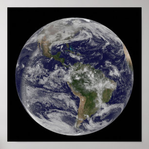 Póster Terra de cheio mostrando a América do Norte e o Su