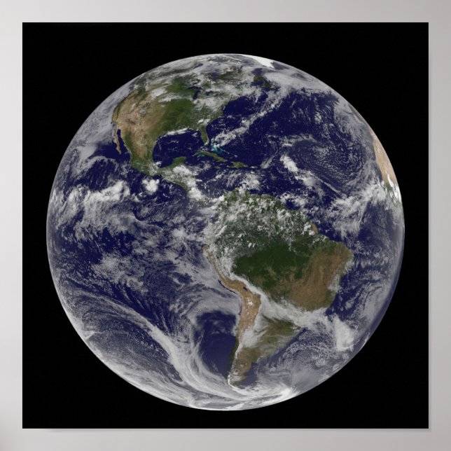 Póster Terra de cheio mostrando a América do Norte e o Su (Frente)