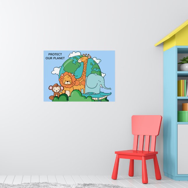 Poster Terra de Texto Personalizado com Animais (Berçário 1)