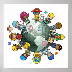 Poster Terra do planeta do amor: Una para a paz