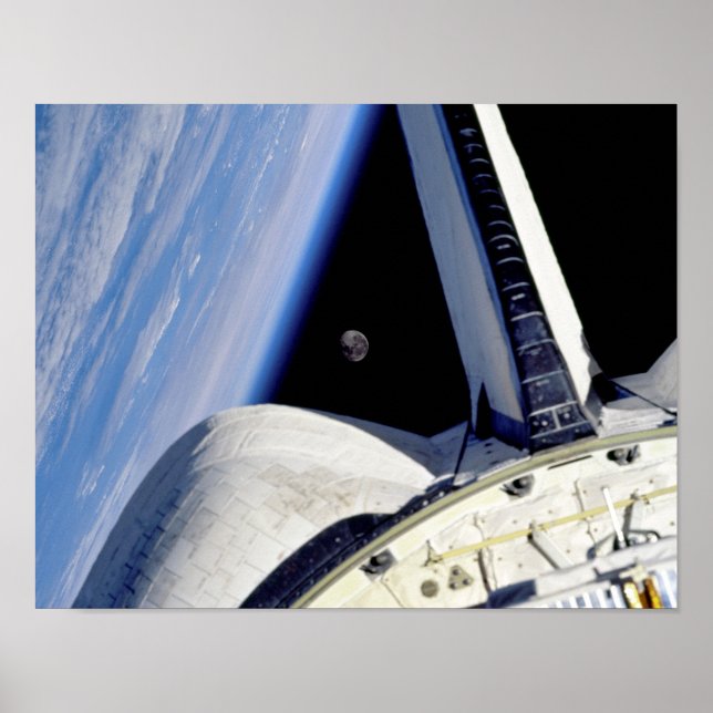 Poster Terra e Lua da Descoberta do Shuttle Espacial (Frente)