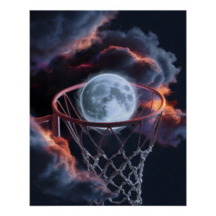 Póster Terra em um aro de basquete.