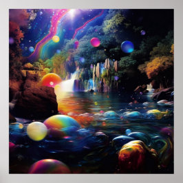 Poster Terra Encantada Fantástica Colorida Mágica e Capri