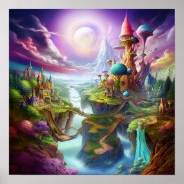 Poster Terra Fantástica Encantada Colorida Mágica e Capri