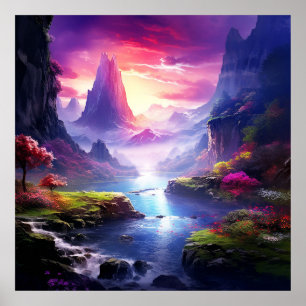 Poster Terra Fantástica Encantada Colorida Mágica e Capri