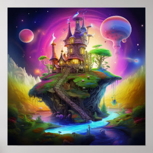 Poster Terra Fantástica Encantada Colorida Mágica e Capri