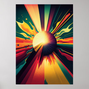 Poster Terra futurística e Arte com Linha Solar Retroativ