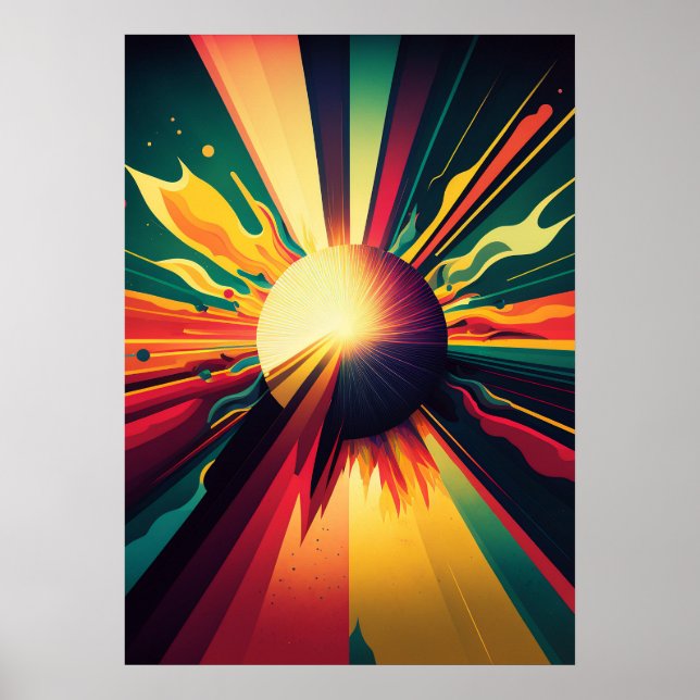 Poster Terra futurística e Arte com Linha Solar Retroativ (Frente)