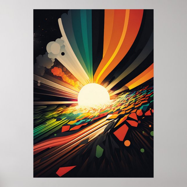 Poster Terra Futurística e Arte com Linha Sun 5 (Frente)