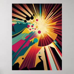 Poster Terra futurística e Arte da Linha Solar