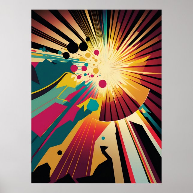 Poster Terra futurística e Arte da Linha Solar (Frente)