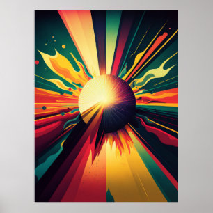 Poster Terra futurística e Arte da Linha Solar