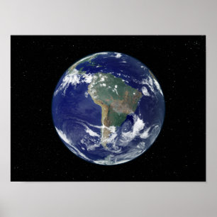 Poster Terra inteiramente iluminada centrada em Ámérica