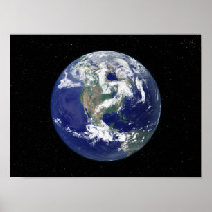 Poster Terra inteiramente iluminada centrada em America