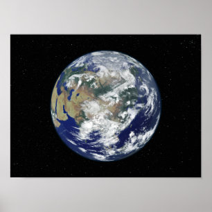 Póster Terra inteiramente iluminada centrada em Ásia