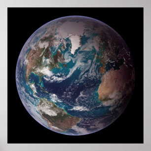 Poster Terra Marble Azul (Hemisfério Ocidental)