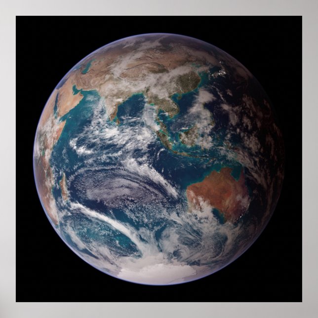 Poster Terra Marble Azul (Hemisfério Oriental) (Frente)