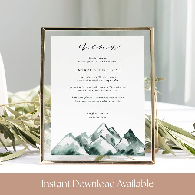 Poster Terra | Sinal de Menu de Casamento de Montanha (Criador carregado)