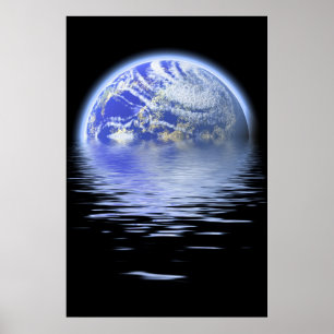 Poster Terra sobre ondinhas da água inundada