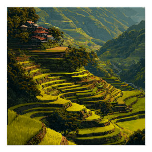 Póster Terraços de Arroz de Banaue Filipinas Viagem Vinta