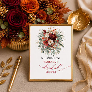 Poster Terracota floral boêmio bem-vindo ao chá de bebê n