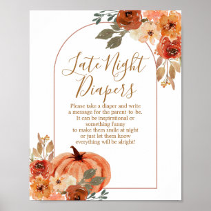 Poster Terracota Pumpkin Chá de fraldas Fraldas Noturnas