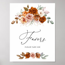 Poster Terracotta Burnt Orange Bridal Shower Favors Sign