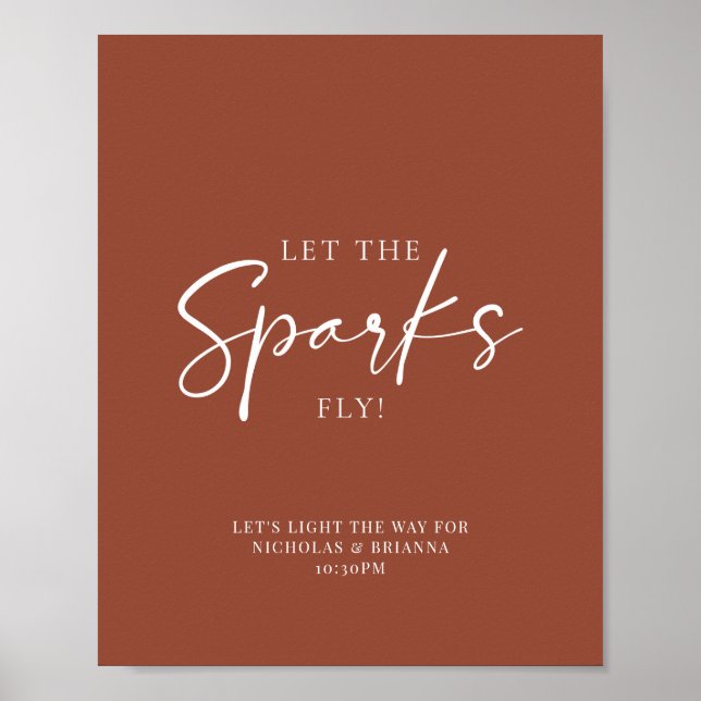Poster Terracotta Burnt Orange Wedding Sparkler Send Off (Frente)