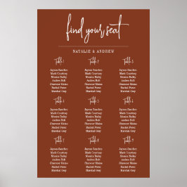 Poster Terracotta Burnt Unumber Script 9 Casamento Seat C