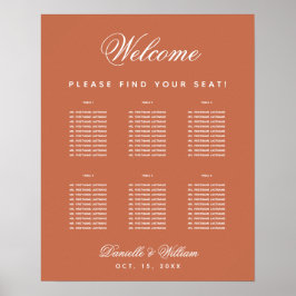 Poster Terracotta Casamento 6 Mesa Simples Carta de Assen