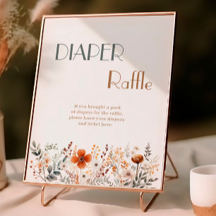 Poster Terracotta Chá de fraldas de flor selvagem Raffle